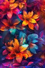 Multi colored colorful floral 4K flower design abstract art , wall art and wallpaper concept : Generative AI