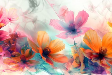 Multi colored colorful floral 4K flower design abstract art , wall art and wallpaper concept : Generative AI