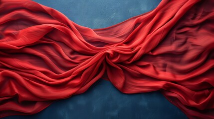 Obraz premium A red fabric is wrapped around a blue background, AI