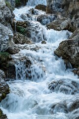 Experience the dynamic energy of abstract water formations, where cascading waterfalls cascade in a mesmerizing display of power and motion