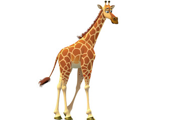 Cartoon walking giraffe on a transparent background