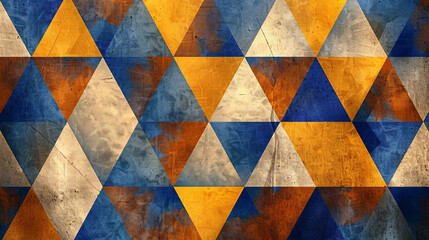 Triangle wallpaper vintage blue yellow orange