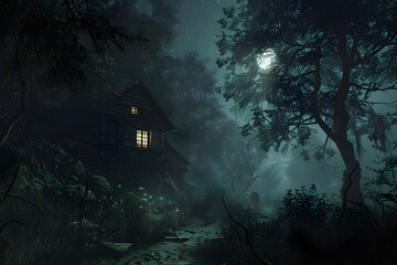 Haunted House In Creepy Forest: A Full Moon Tale