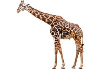 Standing giraffe on a transparent background
