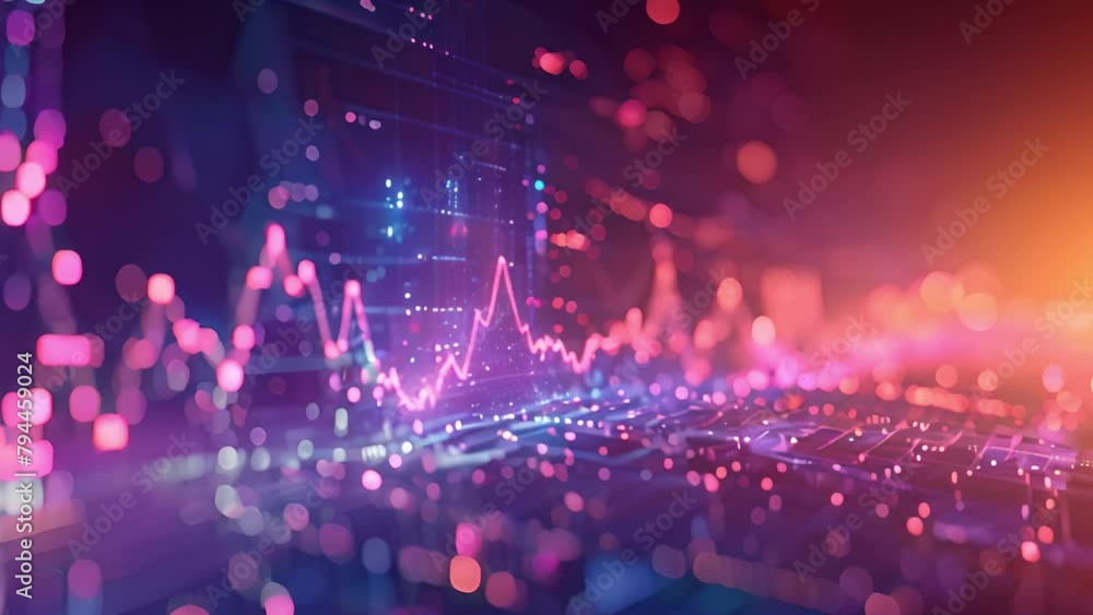 Poster Abstract Digital Landscape With Glowing Graph Lines and Circuitry
