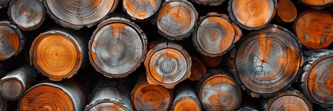 Behold a mesmerizing display of abstract wood stumps, where organic textures blend with warm colors