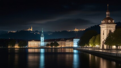 Obraz premium city castle at night