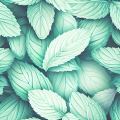 creative background of light green mint leaves, Ai generated