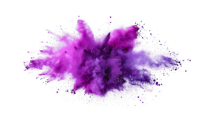 Purple violet lilac color powder dust explosion PNG transparent background isolated graphic resource. Celebration, colorful festival, run or party element
