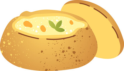 Soup in bread for lunch