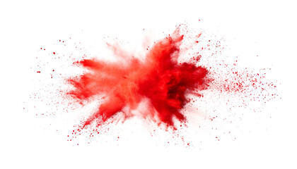 Red scarlet ruby color powder dust explosion PNG transparent background isolated graphic resource. Celebration, colorful festival, run or party element