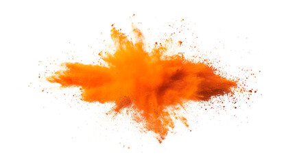 Orange ginger color powder dust explosion PNG transparent background isolated graphic resource. Celebration, colorful festival, run or party element