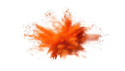Orange ginger color powder dust explosion PNG transparent background isolated graphic resource. Celebration, colorful festival, run or party element