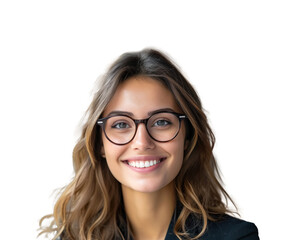 Obraz premium Young confident hispanic latino business woman smiling PNG transparent background isolated graphic resource. Success, career, leadership, professional, diversity in a workplace concept