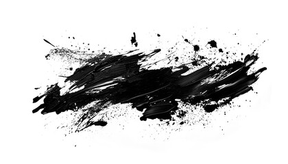 abstract black ink paint brush stroke shape splatter texture PNG transparent background isolated graphic resource. Creative organic art pattern