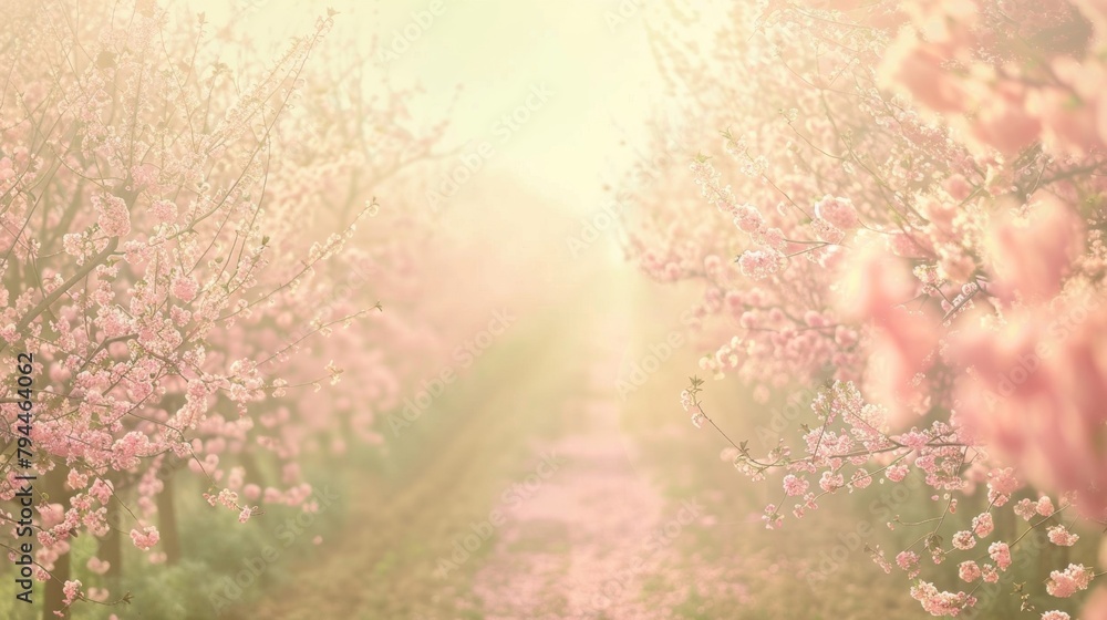 Aufkleber feast your eyes on the dreamy rows of pastelcolored orchard trees creating a soft and ethereal backd