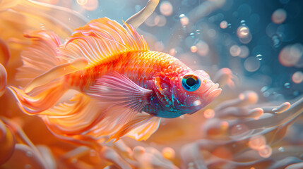 Vibrant underwater fish create a colorful abstract