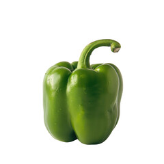 A vibrant green pepper stands out against a crisp transparent background perfectly showcased against a transparent background