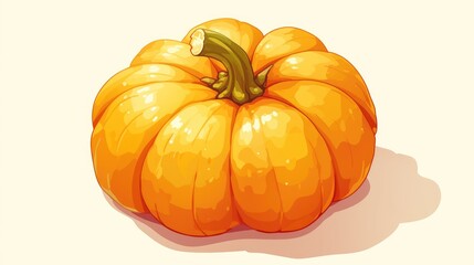 Illustration of a pumpkin shaped icon representing dog food isolated on a white background