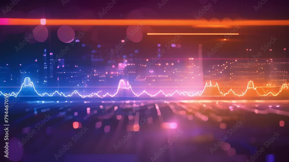 Poster abstract visualization of digital data growth and cityscape