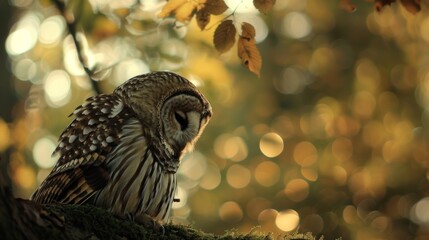 Fototapeta premium Drift off to sleep while listening to the gentle rustling of leaves and the distant hoot of an owl. 2d flat cartoon.