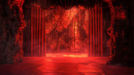 A fiery red stage, ready for the drama of your designs.