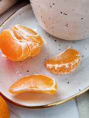 orange slices on a wooden table