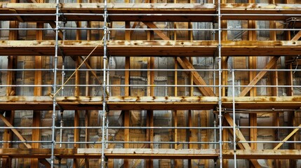 Wood scaffolding is commonly used for construction purposes as a structural support
