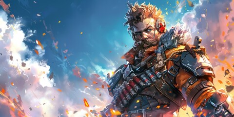 A character from the game. Website header or desktop wallpaper