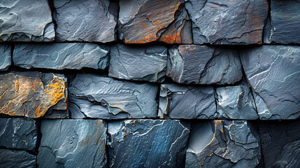 Textured slate gray stone wall close-up