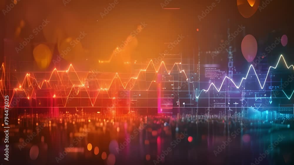 Poster Abstract Financial Data Visualization With Glowing Graphs and Trends Overlay