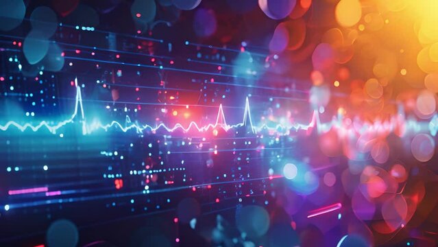 Blue and Yellow Background With ECG Line