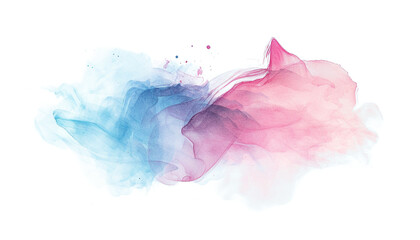 Abstract blue pink watercolor paint brush stroke flow texture PNG transparent background isolated graphic resource. Vibrant mixed navy, purple and rosy color art shape