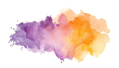 Abstract orange purple watercolor paint brush stroke flow texture PNG transparent background isolated graphic resource. Vibrant mixed color art shape design