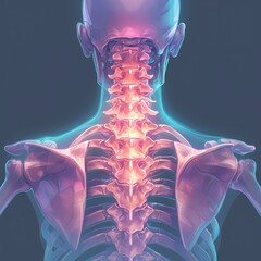 Anatomical Representation of Human Vertebrae in a Cyan Backdrop for Medical and Educational Purposes