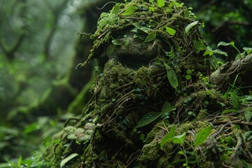 Obraz premium Lush Moss-Covered Rock in Verdant Forest