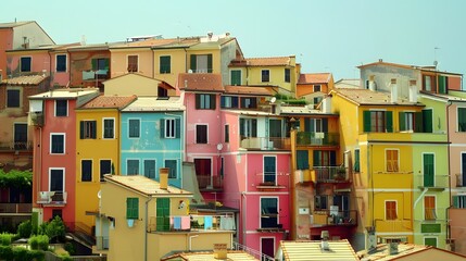 Colorful houses in Italian town   - obrazy, fototapety, plakaty