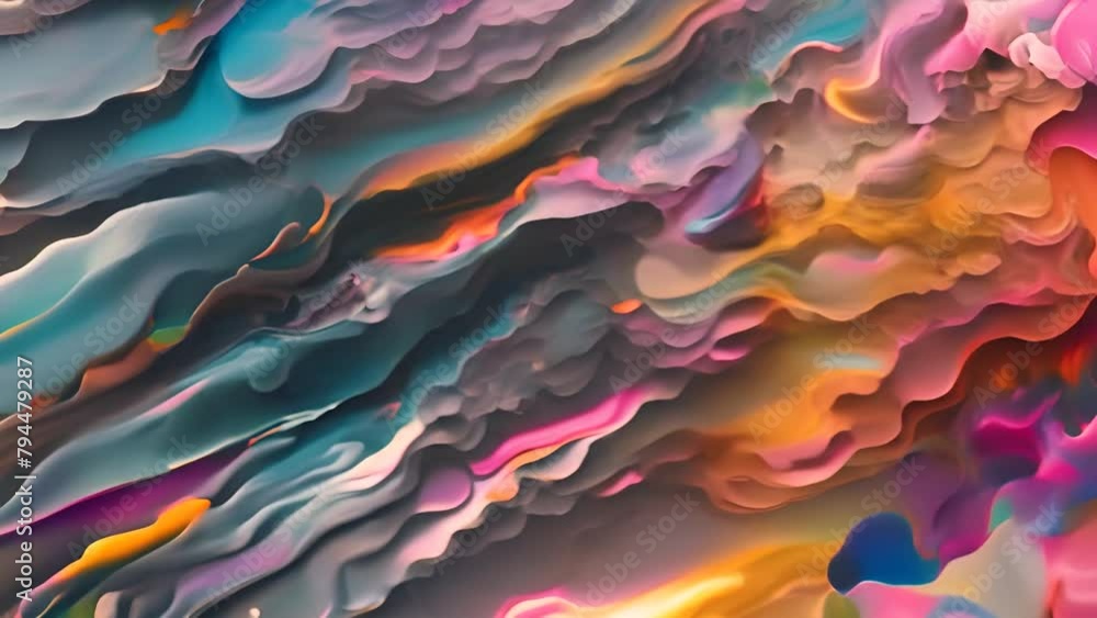 Poster macro shot of vibrant multicolored paint texture generative ai