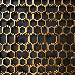 Golden Hexagonal Repeat Pattern Reflecting the Intricate Strength of a Honeycomb Structure