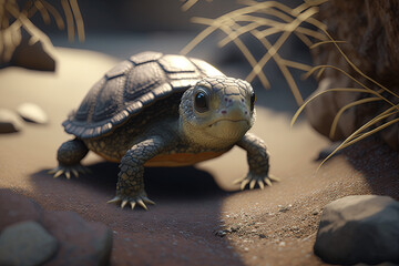 Obraz premium Baby turtle on a beach