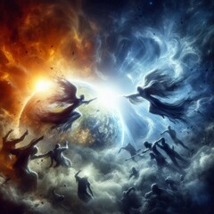 Concept of the fight between good and Evil | Perfect for book cover