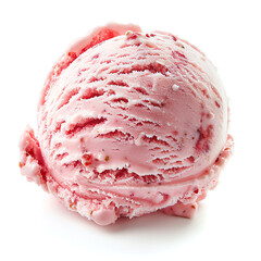 Single Scoop of Strawberry Ice Cream Against White Background
