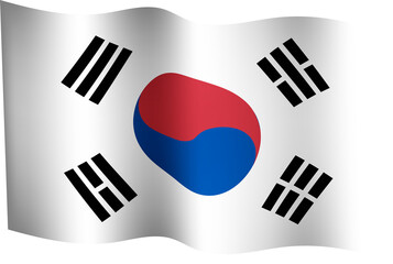 South Korea Waving Flag 3D Realistic