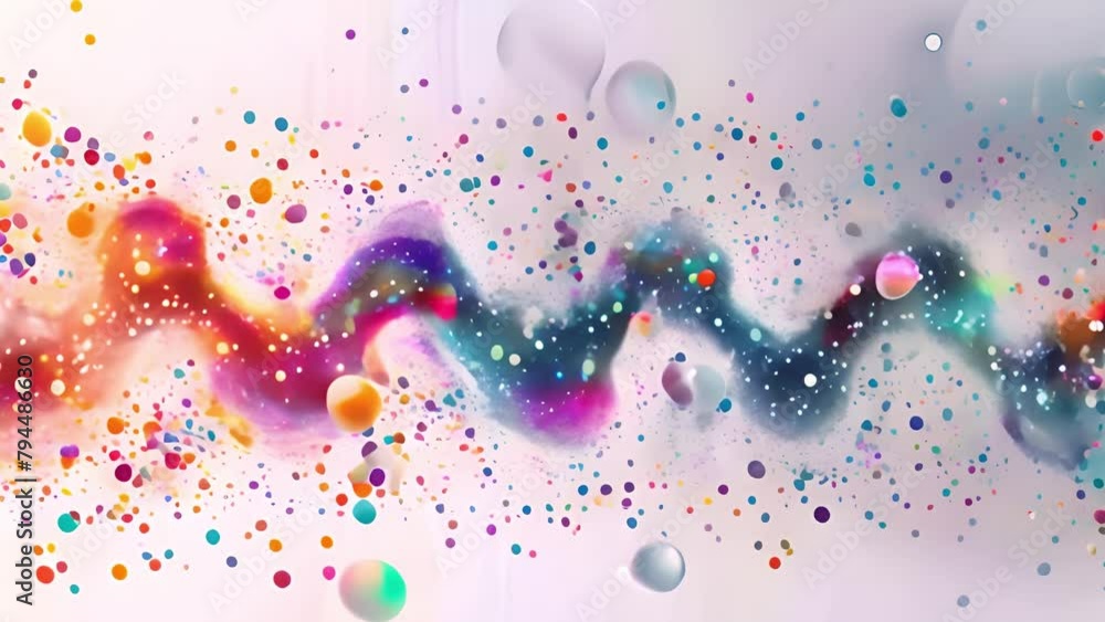 Poster abstract colorful particle wave on white background