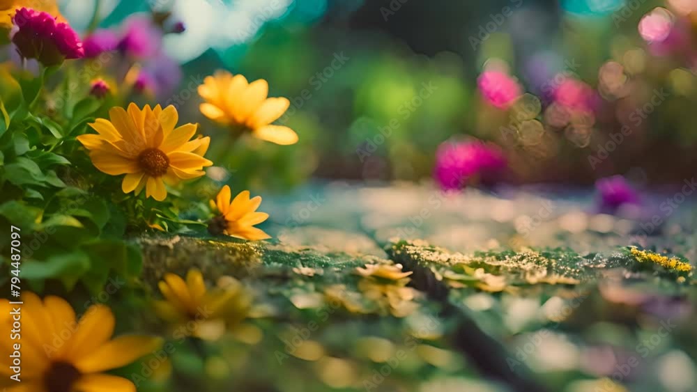 Poster Assorted Flowers Arranged on a Table Generative AI