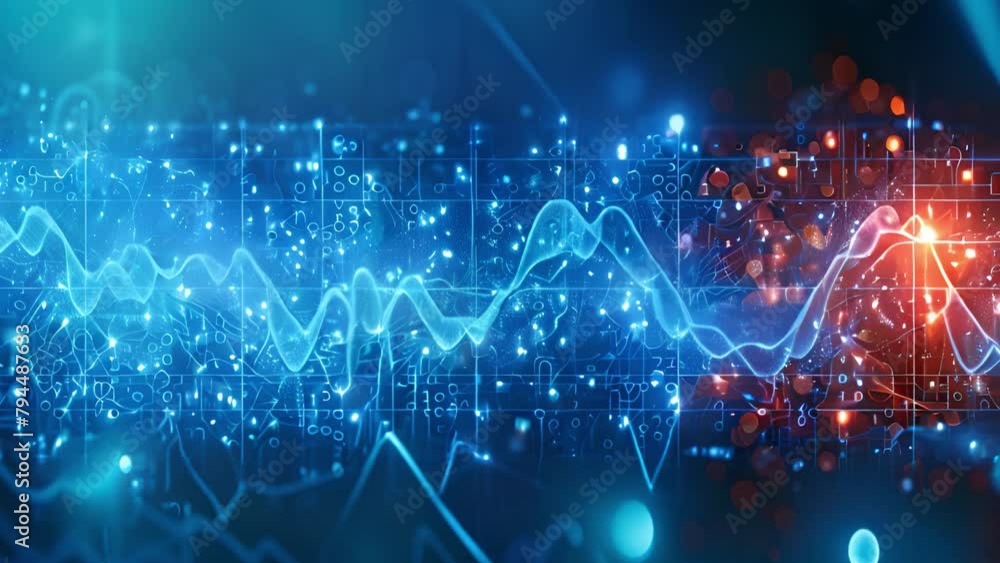 Aufkleber blue and red background with sound waves line