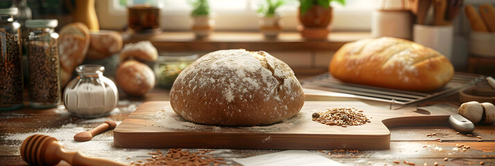 Homemade Rye Bread Recipe: Journey from Fresh Ingredients to Perfect Loaf - obrazy, fototapety, plakaty