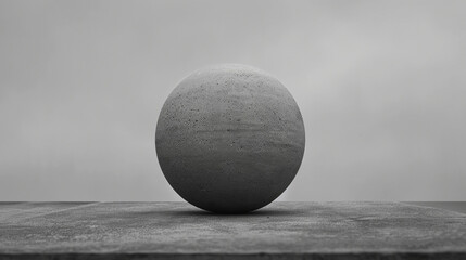 Concrete sphere on a pedestal.