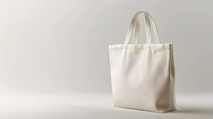 White canvas tote bag on white surface, minimalist and chic
