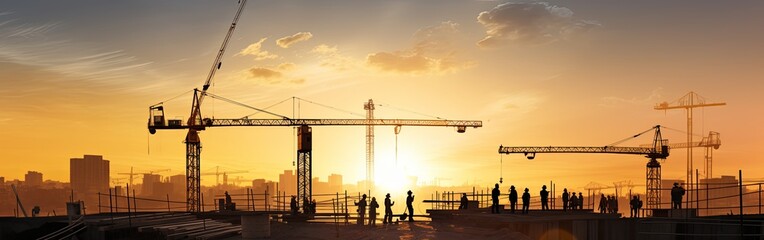 Urban Construction Site at Dawn: The Birth of Skylines